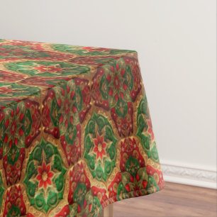 Red Green Decorative Holiday Tablecloth