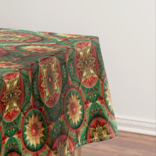 Red Green Decorative Holiday Tablecloth