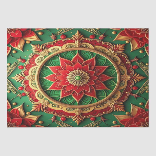 Red Green Decorative Holiday Tissue Paper (Front)