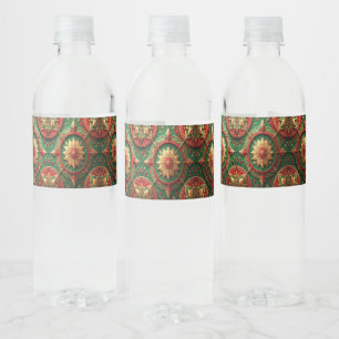 Red Green Decorative Holiday Water Bottle Label