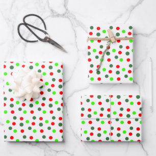 Red Green Dots Christmas Wrapping Paper Sheet