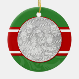 Red & Green Elegant Christmas Photo Ornament
