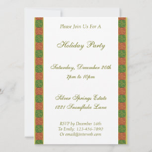 Red Green Fleur de Lis Custom Holiday 5.5x7.5 Invitation
