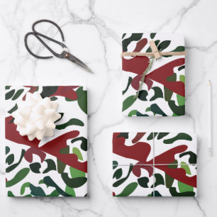 Red Green Flora Botanical Wrapping Paper Sheet