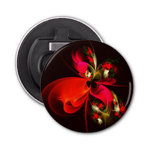 Red Green Floral Modern Abstract Art Pattern #02 Bottle Opener
