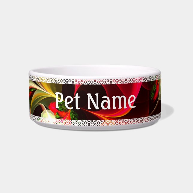 Red Green Floral Modern Abstract Art Pattern #02 Bowl (Front)