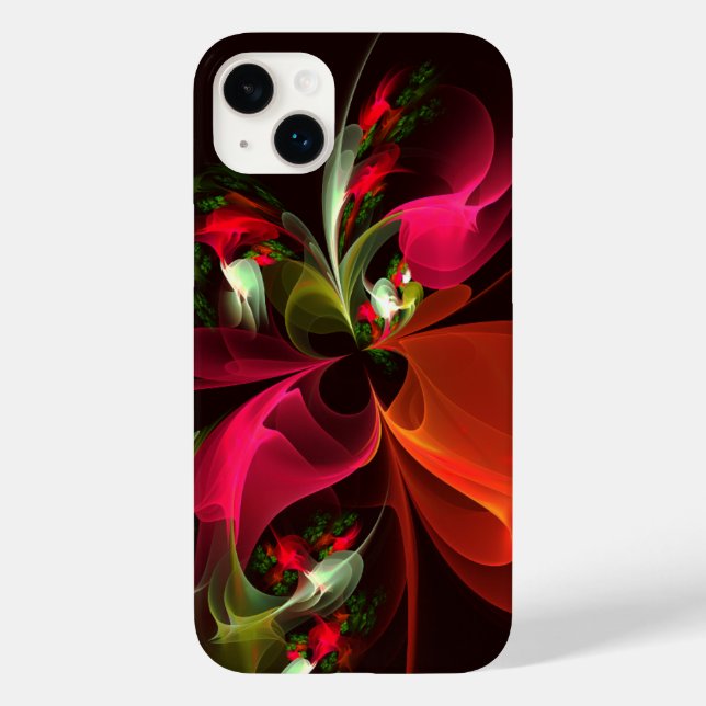 Red Green Floral Modern Abstract Art Pattern #02 Case-Mate iPhone Case (Back)