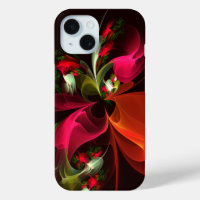 Red Green Floral Modern Abstract Art Pattern #02