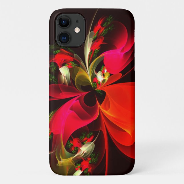 Red Green Floral Modern Abstract Art Pattern #02 Case-Mate iPhone Case (Back)