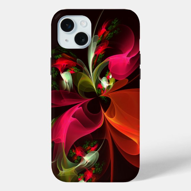 Red Green Floral Modern Abstract Art Pattern #02 Case-Mate iPhone Case (Back)