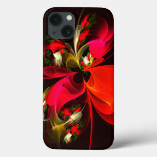 Red Green Floral Modern Abstract Art Pattern #02 iPhone 13 Case
