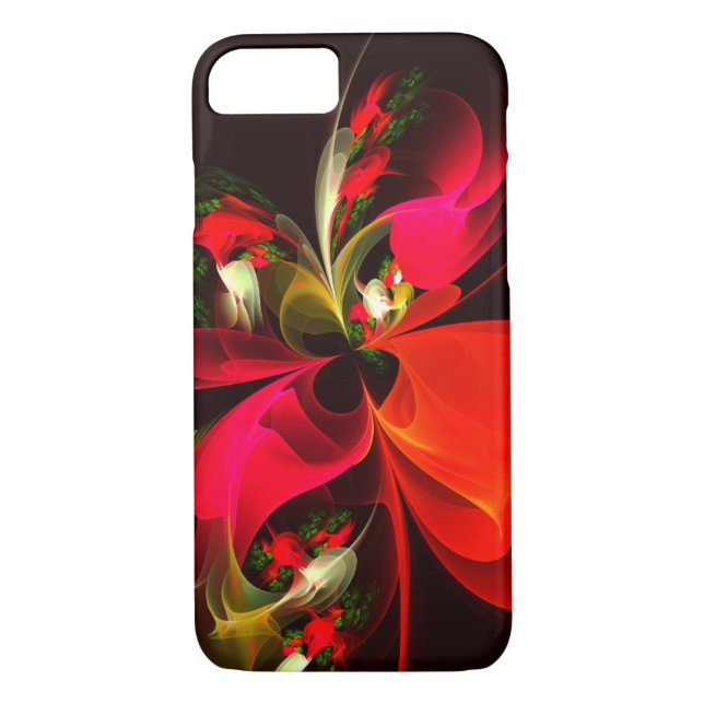 Red Green Floral Modern Abstract Art Pattern #02 Case-Mate iPhone Case (Back)