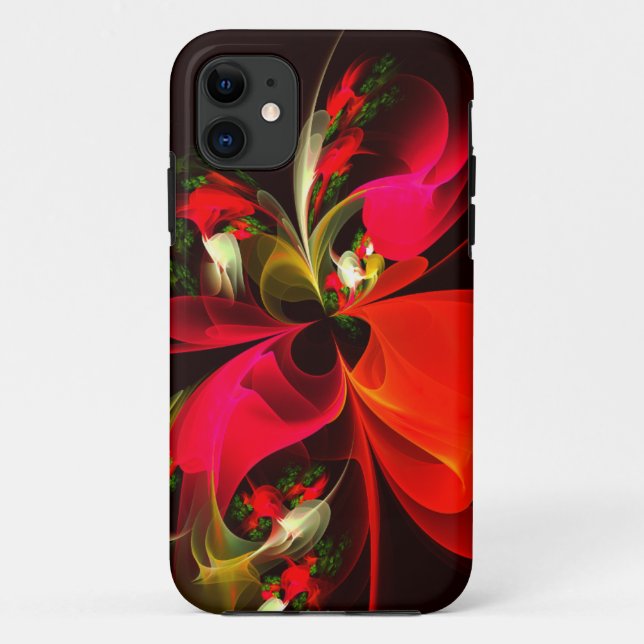 Red Green Floral Modern Abstract Art Pattern #02 Case-Mate iPhone Case (Back)