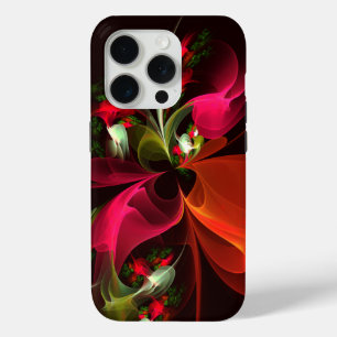 Red Green Floral Modern Abstract Art Pattern #02 iPhone 15 Pro Case