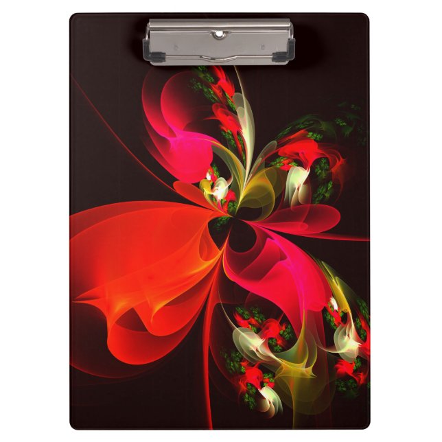 Red Green Floral Modern Abstract Art Pattern #02 Clipboard (Front)