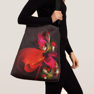 Red Green Floral Modern Abstract Art Pattern #02 Crossbody Bag