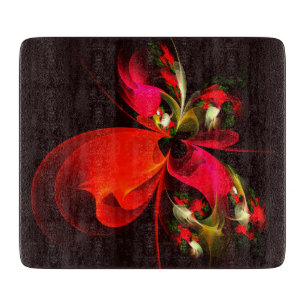 Red Green Floral Modern Abstract Art Pattern #02 Cutting Board
