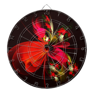 Red Green Floral Modern Abstract Art Pattern #02 Dartboard
