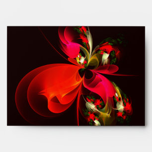 Red Green Floral Modern Abstract Art Pattern #02 Envelope