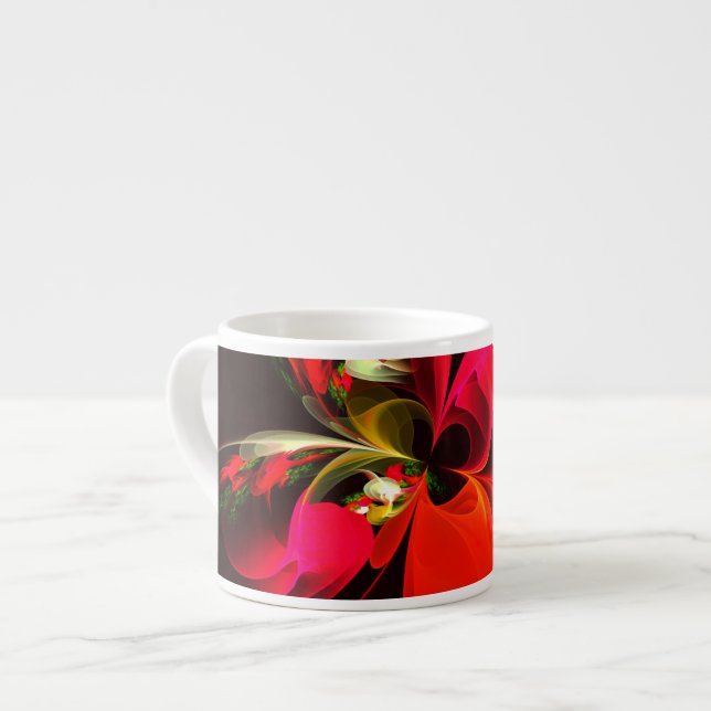 Red Green Floral Modern Abstract Art Pattern #02 Espresso Cup (Front Left)