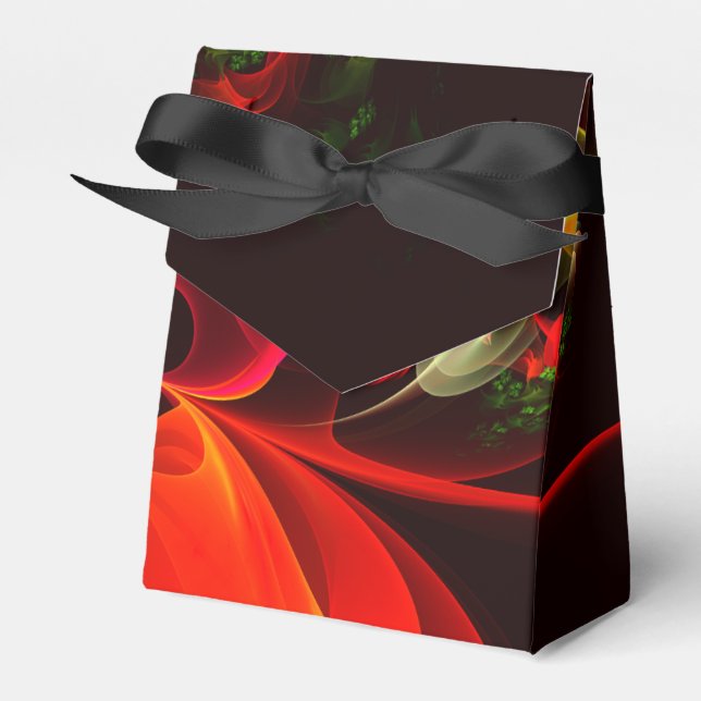 Red Green Floral Modern Abstract Art Pattern #02 Favor Box (Front Side)