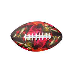 Red Green Floral Modern Abstract Art Pattern #02 Football