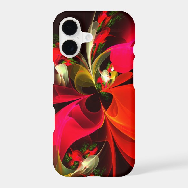 Red Green Floral Modern Abstract Art Pattern #02 iPhone Case (Back)