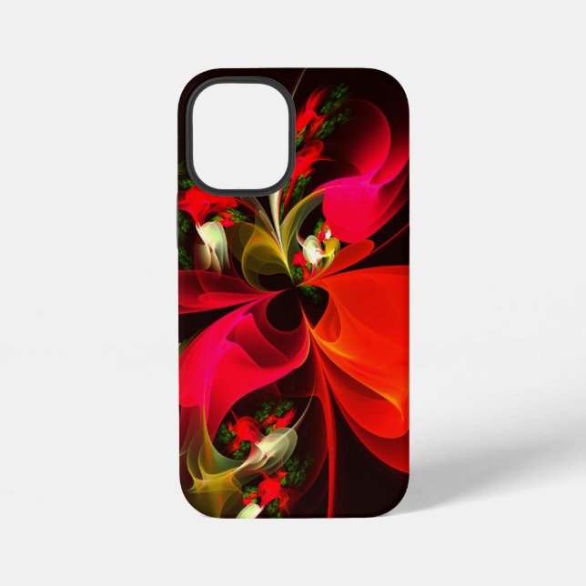 Red Green Floral Modern Abstract Art Pattern #02 iPhone Case (Back)