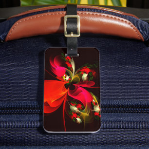Red Green Floral Modern Abstract Art Pattern #02 Luggage Tag