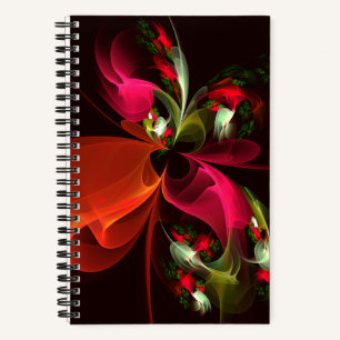 Red Green Floral Modern Abstract Art Pattern #02 Notebook