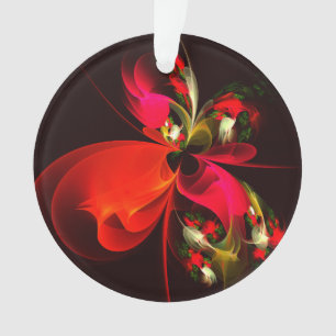 Red Green Floral Modern Abstract Art Pattern #02 Ornament