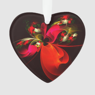 Red Green Floral Modern Abstract Art Pattern #02 Ornament