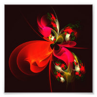 Red Green Floral Modern Abstract Art Pattern #02