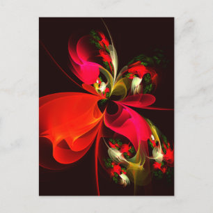 Red Green Floral Modern Abstract Art Pattern #02 Postcard