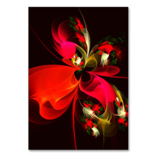 Red Green Floral Modern Abstract Art Pattern #02 Table Number