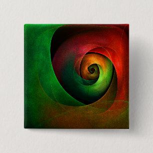 Red Green Floral Modern Abstract Art Pattern #21 2 Inch Square Button
