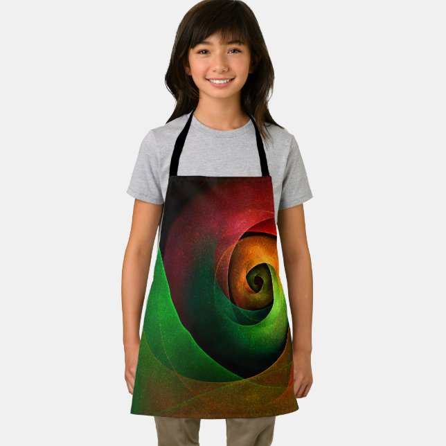 Red Green Floral Modern Abstract Art Pattern #21 Apron (Insitu)