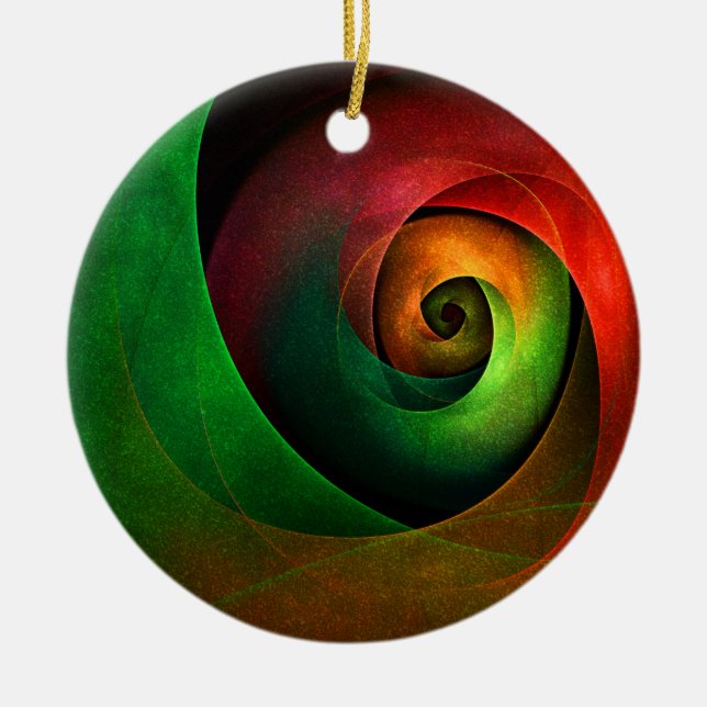 Red Green Floral Modern Abstract Art Pattern #21 Ceramic Ornament (Front)