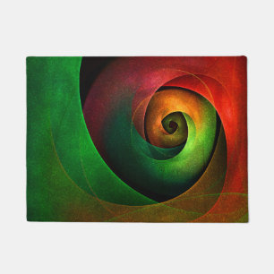 Red Green Floral Modern Abstract Art Pattern #21 Doormat