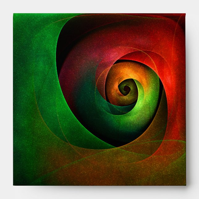 Red Green Floral Modern Abstract Art Pattern #21 Envelope (Front)