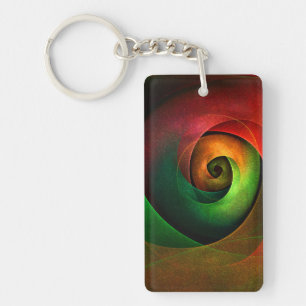 Red Green Floral Modern Abstract Art Pattern #21 Keychain