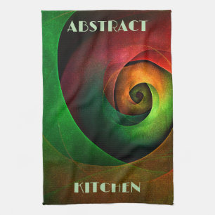 Red Green Floral Modern Abstract Art Pattern #21 Kitchen Towel
