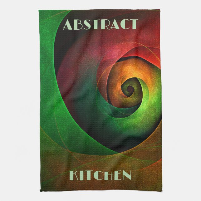 Red Green Floral Modern Abstract Art Pattern #21 Kitchen Towel (Vertical)