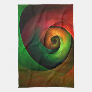 Red Green Floral Modern Abstract Art Pattern #21 Kitchen Towel