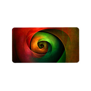 Red Green Floral Modern Abstract Art Pattern #21 Label