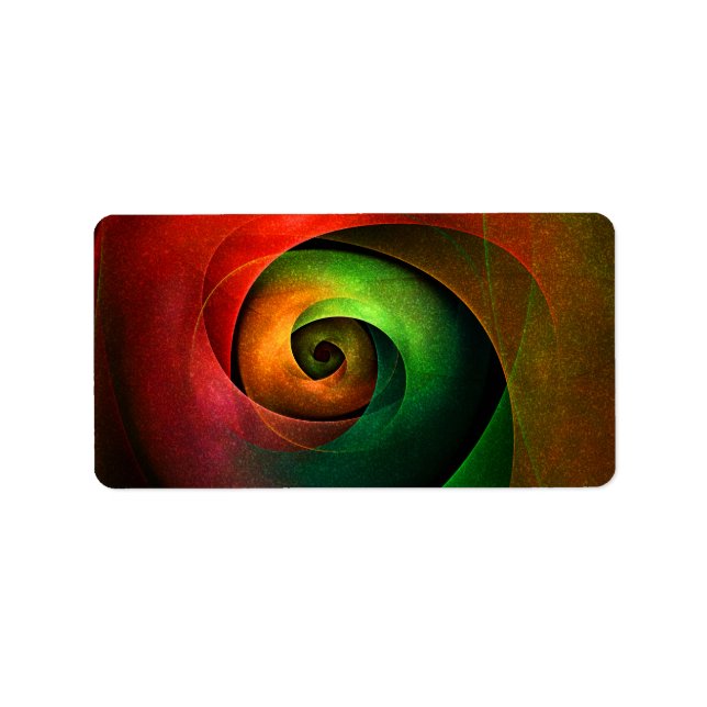 Red Green Floral Modern Abstract Art Pattern #21 Label (Front)