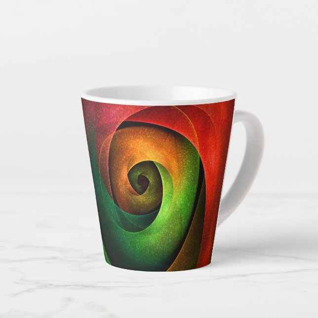 Red Green Floral Modern Abstract Art Pattern #21 Latte Mug (Right Angle)