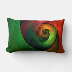 Red Green Floral Modern Abstract Art Pattern #21 Lumbar Pillow