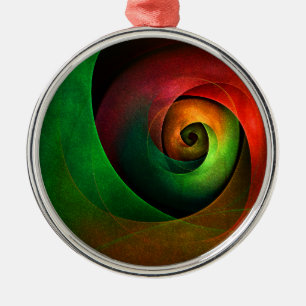 Red Green Floral Modern Abstract Art Pattern #21 Metal Ornament