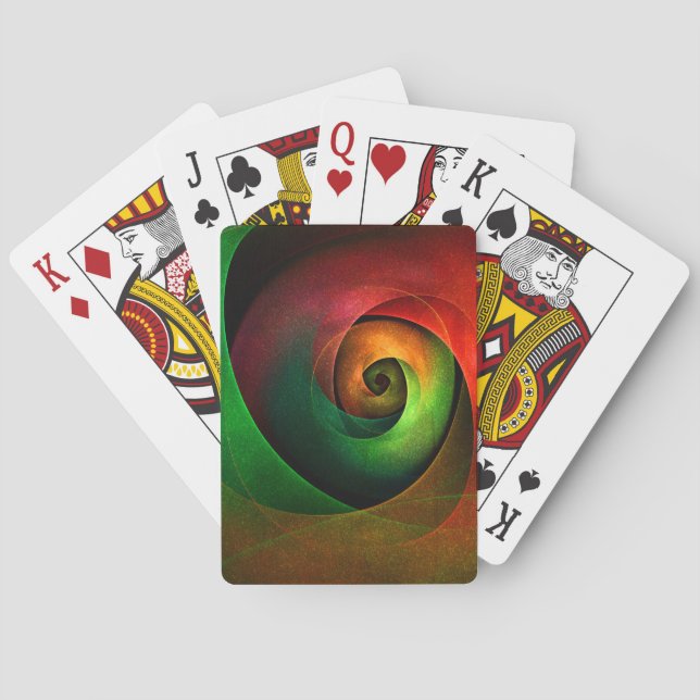Red Green Floral Modern Abstract Art Pattern #21 Playing Cards (Back)